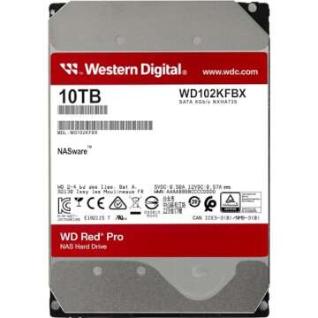 Western Digital 10TB WD Red Pro NAS Internal Hard Drive HDD - 7200 RPM, SATA 6 Gb/s, CMR, 256 MB Cac...