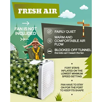 Skywin- Inflatable Tent for Kids (Camo Stars), Inflatable Air Tent for Kids Sets Up and Stores Away in Seconds (Fan NOT Included) (with Door)