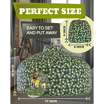 Skywin- Inflatable Tent for Kids (Camo Stars), Inflatable Air Tent for Kids Sets Up and Stores Away in Seconds (Fan NOT Included) (with Door)