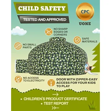 Skywin- Inflatable Tent for Kids (Camo Stars), Inflatable Air Tent for Kids Sets Up and Stores Away in Seconds (Fan NOT Included) (with Door)