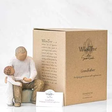 Willow Tree Grandfather, Bridging Generations with Ageless Love, Gift for Grandparents, Shows Caring Relationships Between Grandparent and Young Grandchild, Sculpted Hand-Painted Figure