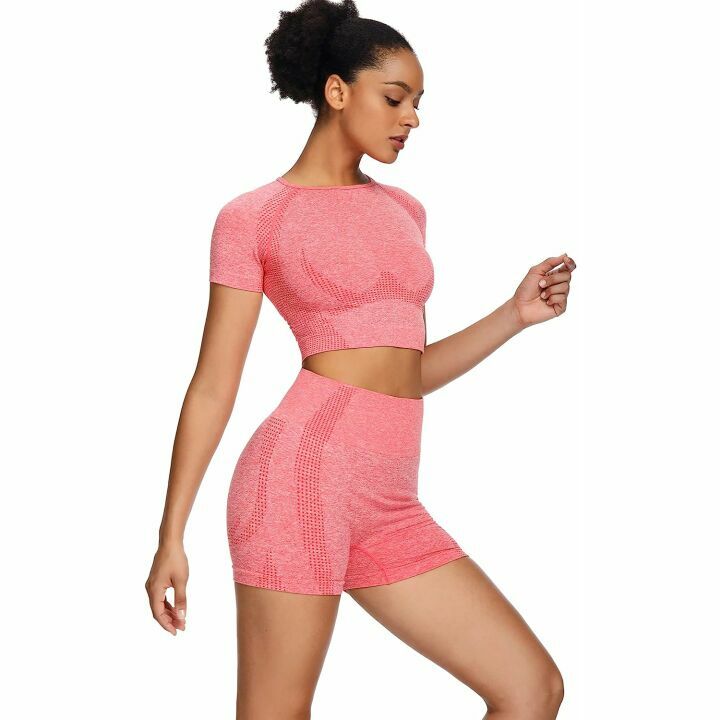 Sytiz Women Seamless Yoga Outfit: Gym Shorts & Top