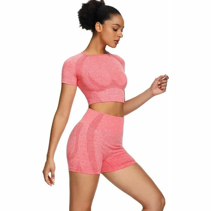 Sytiz Women Seamless Yoga Outfit: Gym Shorts & Top