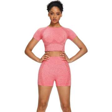 Sytiz Women Seamless Yoga Outfit: Gym Shorts & Top