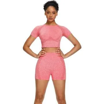 Sytiz Women Seamless Yoga Outfit: Gym Shorts & Top