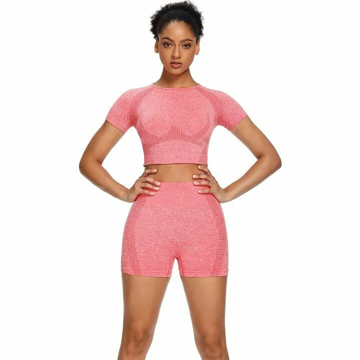 Sytiz Women Seamless Yoga Outfit: Gym Shorts & Top