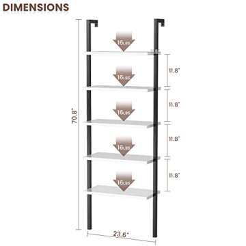 AWQM Industrial 5 Tiers Wall Mounted Bookshelf