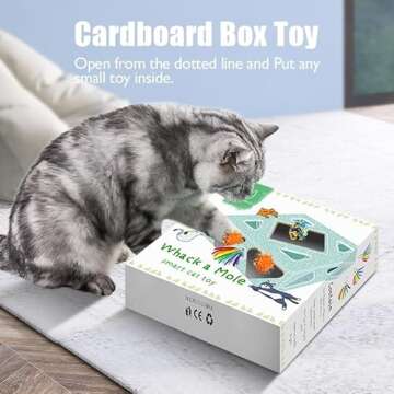 Migipaws Cat Toys, Interactive Automatic 7 Holes Mice Whack-A-Mole, Ultra Fun Smart Teaser Toy for Indoor Cats, USB Rechargeable, 4 Pieces Feather Refills…