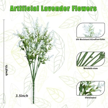JIFTOK Lavender Flowers 24 Pcs Faux Plants for Decor