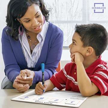 SCRIBBLEDO Place Value Board 9" x 12" Double Sided Dry Erase Boards for Kids for Teaching Place Values from Billions to Decimal Numbers Math Manipulative Lapboard for Home School and Classroom