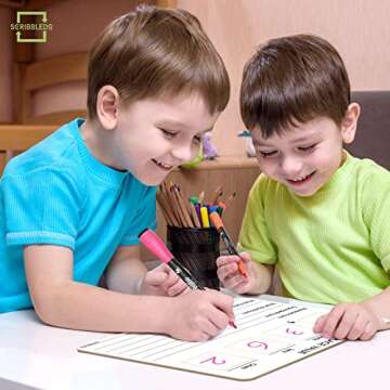 SCRIBBLEDO Place Value Board 9" x 12" Double Sided Dry Erase Boards for Kids for Teaching Place Values from Billions to Decimal Numbers Math Manipulative Lapboard for Home School and Classroom