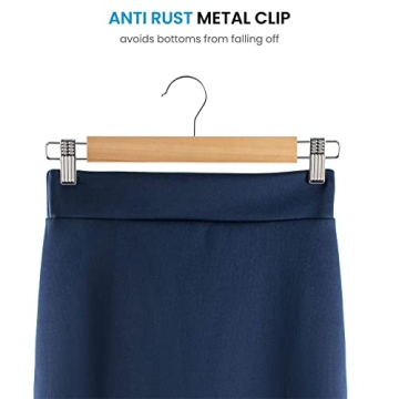 ZOBER High-Grade Wooden Pants Hangers with Non-Slip Clips