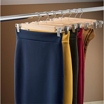 ZOBER High-Grade Wooden Pants Hangers with Non-Slip Clips