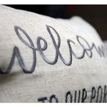 FAVDEC Embroidered Linen Welcome to Our Porch Lumbar Accent Throw Pillow Cover 12 Inches x 20 Inches Cover Only