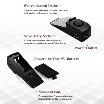 EMDMAK Door Stop Alarm with 120DB Siren - 2 Pack