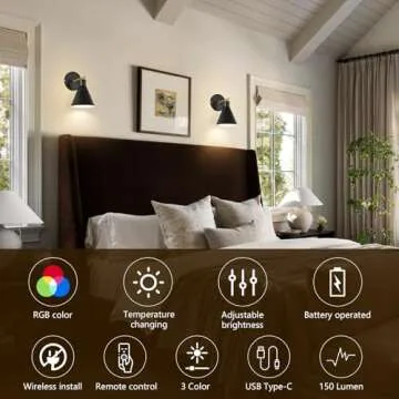 Stylish Bailoch Rechargeable Wall Sconces Set for Home