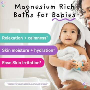 Pink Stork Baby Bath Flakes 16 oz - Gentle Magnesium Bath Salts for Infants & Toddlers