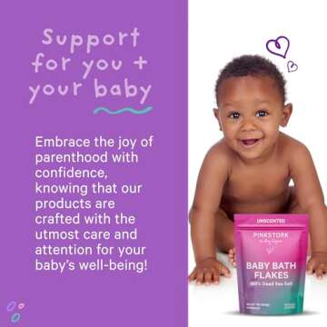 Pink Stork Baby Bath Flakes 16 oz - Magnesium Bath Salts