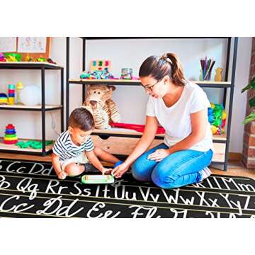 Flagship Carpets Handwriting Samplers ABC Children's Floor Area Rug for Indoor Classroom or Home Lea...