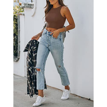REORIA Women's Sexy Sleeveless Cropped Tank Tops