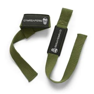 Gymreapers Lifting Wrist Straps for Weightlifting, Bodybuilding, Powerlifting, Strength Training, & Deadlifts - Padded Neoprene with 18" Cotton (Military Green)