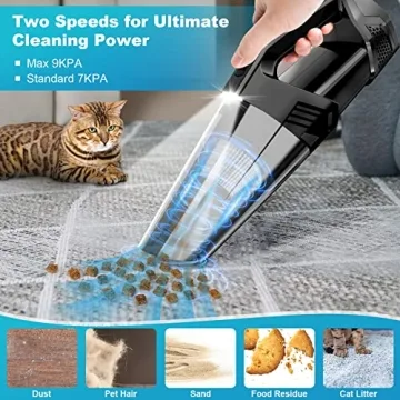 Powerful Portable Handheld Vacuum Cordless with LED Light and Accessories
