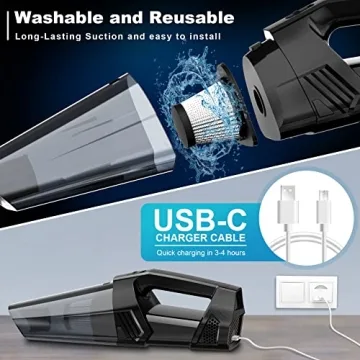Lightweight Handheld Vacuum with LED Light and Power