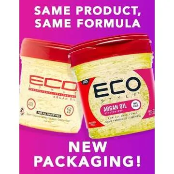 Eco Style Ecoco Gel - Argan Oil - 100% Pure Olive Oil - Promotes Healthy Hair - Nourishes And Repairs Hair - Long-Lasting Shine - 10/10 Maximum Hold - Tames Frizzy Hair - For All Hair Types - 16 Oz