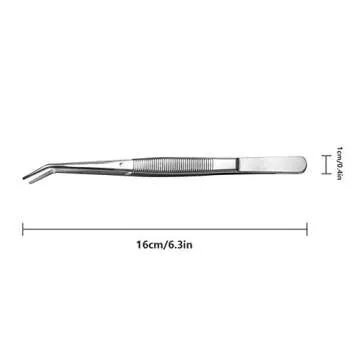 Stainless Steel Tweezers, with Curved Serrated Tip Multipurpose Tweezers Sewing Machine Tweezers Forceps for Craft Repairing (2 Pcs set)