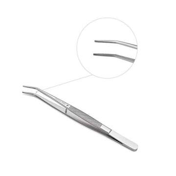 Stainless Steel Tweezers, with Curved Serrated Tip Multipurpose Tweezers Sewing Machine Tweezers Forceps for Craft Repairing (2 Pcs set)