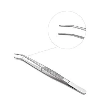 Stainless Steel Tweezers, with Curved Serrated Tip Multipurpose Tweezers Sewing Machine Tweezers Forceps for Craft Repairing (2 Pcs set)