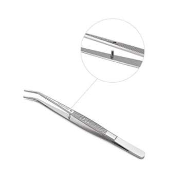 Stainless Steel Tweezers, with Curved Serrated Tip Multipurpose Tweezers Sewing Machine Tweezers Forceps for Craft Repairing (2 Pcs set)