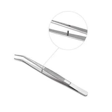 Stainless Steel Tweezers, with Curved Serrated Tip Multipurpose Tweezers Sewing Machine Tweezers Forceps for Craft Repairing (2 Pcs set)