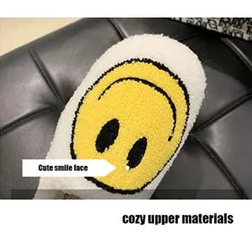 EISMC2 Cute Smile Face Plush Slipper Warm Winter Fleece Home Slip-on Shoes for Family Members