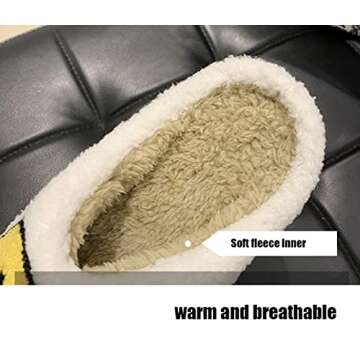 EISMC2 Cute Smile Face Plush Slipper Warm Winter Fleece Home Slip-on Shoes for Family Members