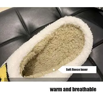 EISMC2 Cute Smile Face Plush Slipper Warm Winter Fleece Home Slip-on Shoes for Family Members