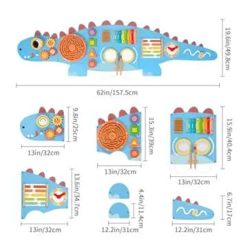 OOOK Dinosaur Sensory Wall Panel for Kids,10-in-1 Wall Toys for Toddlers, Montessori Busy Board,Todd...