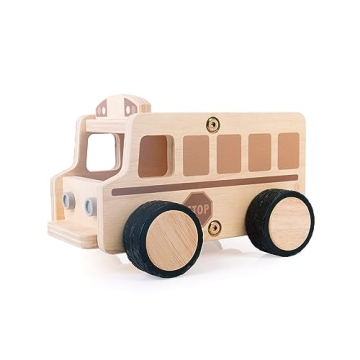 Guidecraft Wooden School Bus: Vehicle Play Set, Kids Learning and Educational Dramatic Play Toy