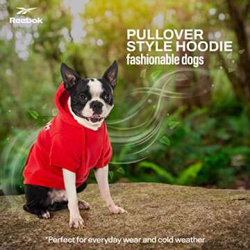 Reebok Dog Hoodie – Fleece Dog Sweater with Leash Hole, Cold Winter Dog Sweatshirt for Small Mediu...