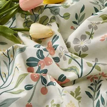 Sedefen Floral Duvet Cover Queen Size Boho Aesthetic Green Botanical Bedding Set with Colorful Flower Print Pattern 3 Pieces Soft Microfiber Comforter Cover with Zipper Ties Garden Style