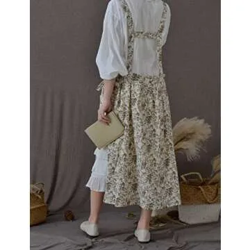 PuLreiush Floral Cotton Waterproof Adult Kitchen Apron Adjustable Cooking Baking Garden Chef Apron with Pocket