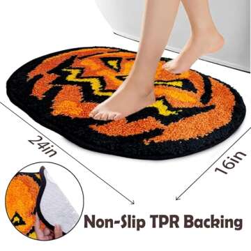 Hexagram Halloween Bathroom Rugs, Halloween Pumpkin Bath Mats for Bathroom, Farmhouse Halloween Rugs...