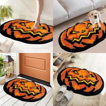 Hexagram Halloween Bathroom Rugs, Halloween Pumpkin Bath Mats for Bathroom, Farmhouse Halloween Rugs for Bathroom Decorations for The Home, Holiday Cute Pumpkin Decor Non-Slip 16x24 Inches