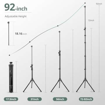 Sensyne 92" Cell Phone Tripod, Selfie Stick Tripod with 16.5" Flexible Gooseneck, Overhead Phone Stand for Video Recording, Photography, Compatible with Phone, Camera