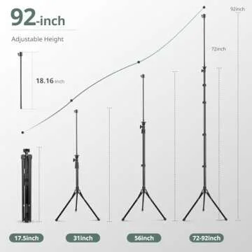 Sensyne 92" Cell Phone Tripod, Selfie Stick Tripod with 16.5" Flexible Gooseneck, Overhead Phone Stand for Video Recording, Photography, Compatible with Phone, Camera