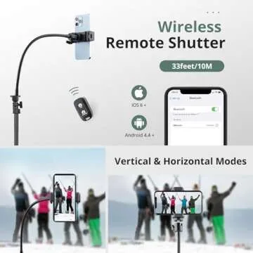 Sensyne 92" Cell Phone Tripod, Selfie Stick Tripod with 16.5" Flexible Gooseneck, Overhead Phone Stand for Video Recording, Photography, Compatible with Phone, Camera