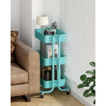 Pipishell 3-Tier Metal Utility Cart for All Spaces