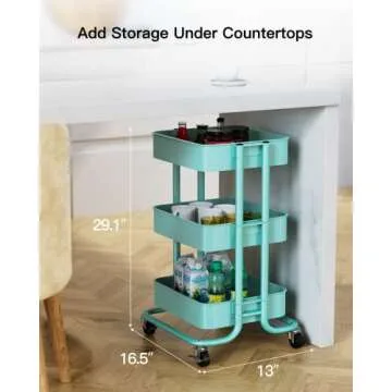 Pipishell 3-Tier Metal Utility Cart for All Spaces