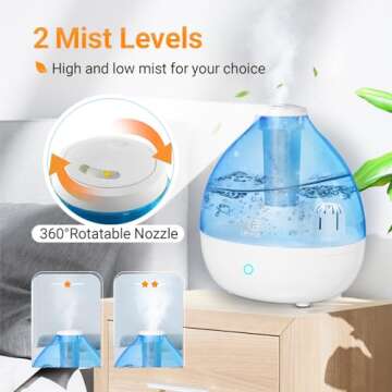 Ufresh Cool Mist Humidifiers for Home Bedroom Large Room, Small Vaporizers for Babies Kids Nursery Plants with Touch Control, 2.6L(0.7 Gal), Auto Shut-off, Whisper-Quiet Sky Blue