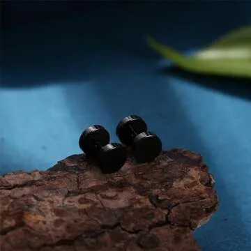 Jstyle 4 Pairs Hypoallergenic Black Stainless Steel Earrings For Sensitive Ears Simple Stud and Hoop Earrings Huggie Earring Set 18G